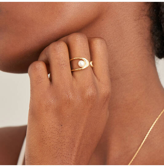  Pearl Power - Ringen met steen - Zilver / 14kt GP - Parel